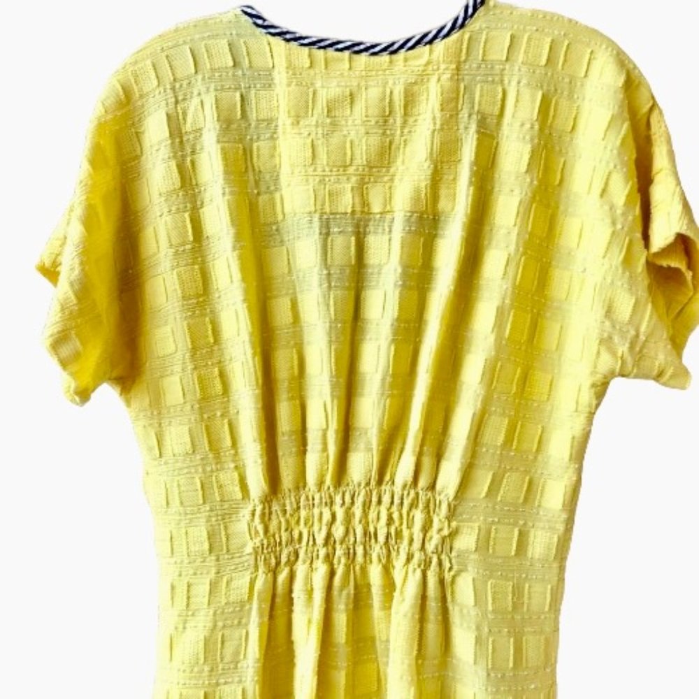 Ace & Jig Yellow Textured Square Jacquard Short Dress XXS Cotton Anthropologie - Picture 8 of 13